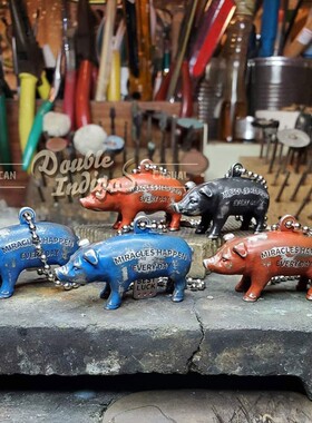 KOPO METAL 祝你好运 台湾手作复古招财发财签筒猪挂件钥匙扣