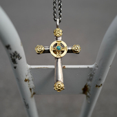 Dear Blossom店主自用款 日本手作18K金蔷薇花全金飞轮松石十字架