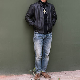 Tenjin Works日本天神Clayty 稀少植鞣牛犊皮复古通勤机车皮夹克