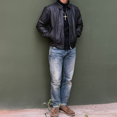 Tenjin Works日本天神Clayty 稀少植鞣牛犊皮复古通勤机车皮夹克