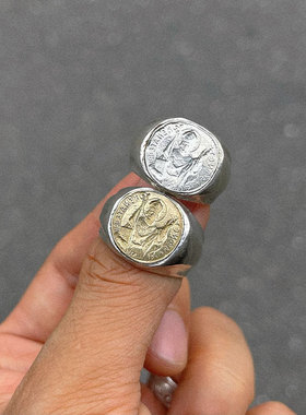 复古手打感古董教皇银牌翻制铜牌