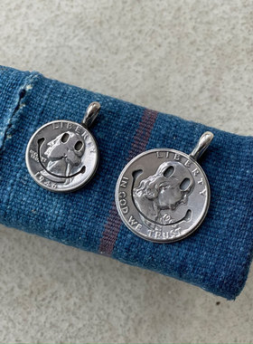 日本手作摩根银币改造笑脸古董