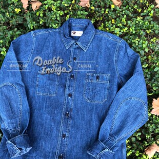 Tellason 8.5oz意大利制 水洗做旧复古丹宁牛仔工装衬衫
