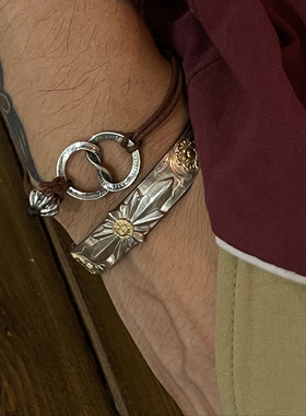 缠绕8字型菊花银扣复古手链