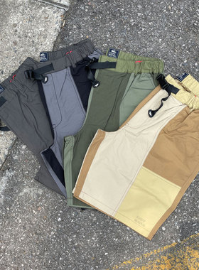 Kriff Mayer 山系户外轻薄多袋潮流拼色设计松紧腰围工装露营短裤