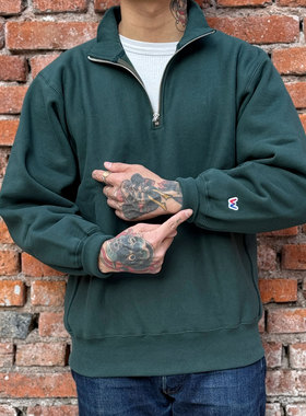 Workers Japan别注15oz 特制加绒面料半拉链小高领复古设计卫衣