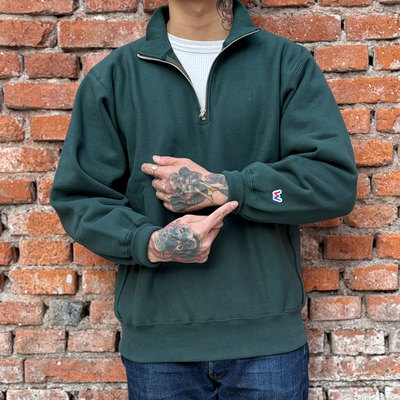 Workers Japan别注15oz 特制加绒面料半拉链小高领复古设计卫衣