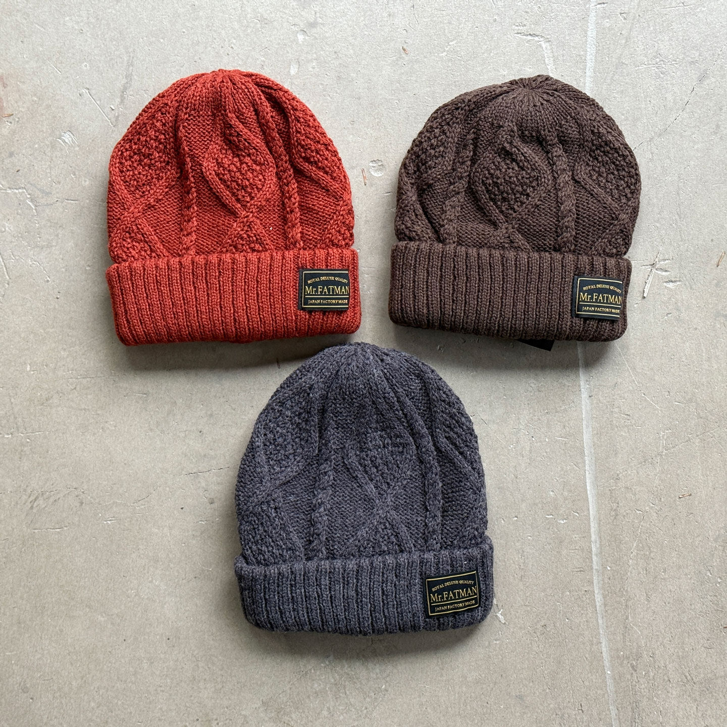 Mr Fatman洋气情侣款 日本制羊毛混纺复古麻花编织观察员毛线冷帽