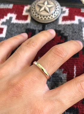 光岚究极工法手敲锤目纹熔金戒指