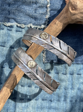 点金复古做旧飞鹰羽毛手镯