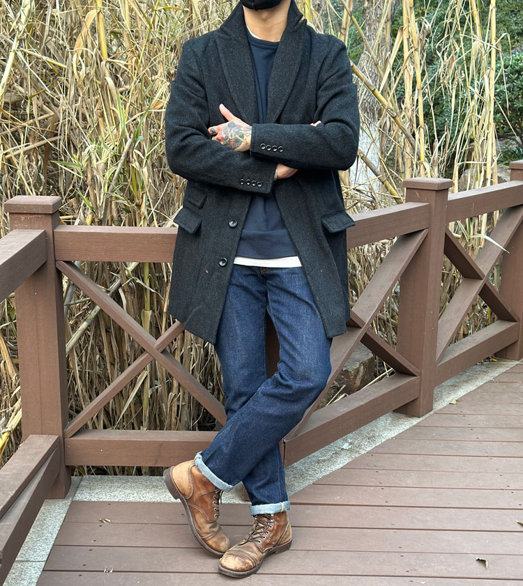 百鸡印花内衬100%法国纯羊毛大衣