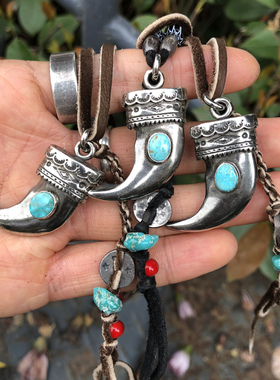 日本手作熊爪古董项链吊坠