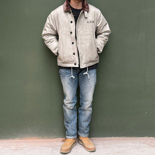 Kriff Mayer 成衣染色水洗做旧双面印花重磅毛内里N1复古甲板服