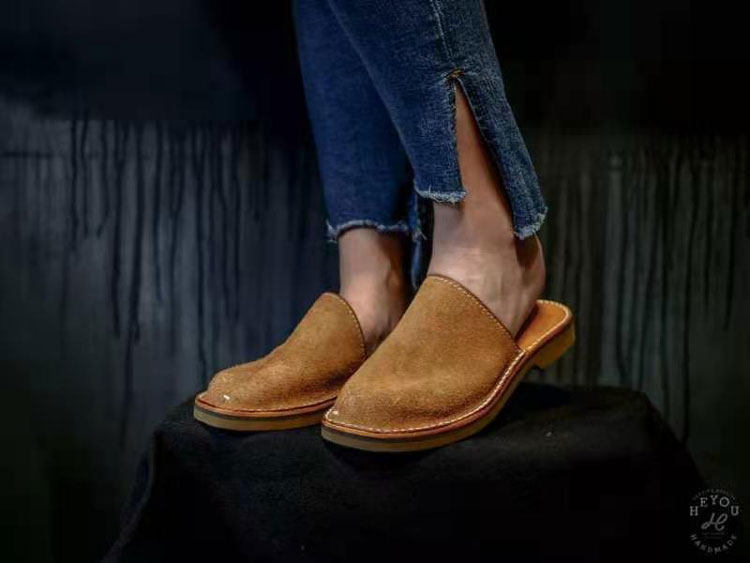 意大利植鞣革黄金翻毛复古风凉鞋