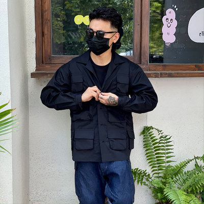 凉爽吸湿透气面料多袋工装衬衫