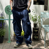 多袋工装 Bagne花囚犯 Fleurs 老品特价 重磅蓝染刺子法式 休闲裤