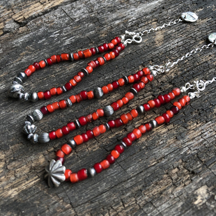 Kazoo 店铺限定 日本手做 古董白心琉璃珠银珠银绳菊花扣复古手链