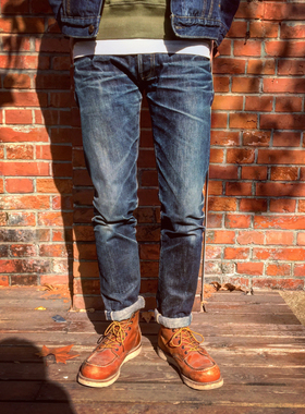 Tellason tanner goods皮牌GUSTAVE修身锥形赤耳原色牛仔裤