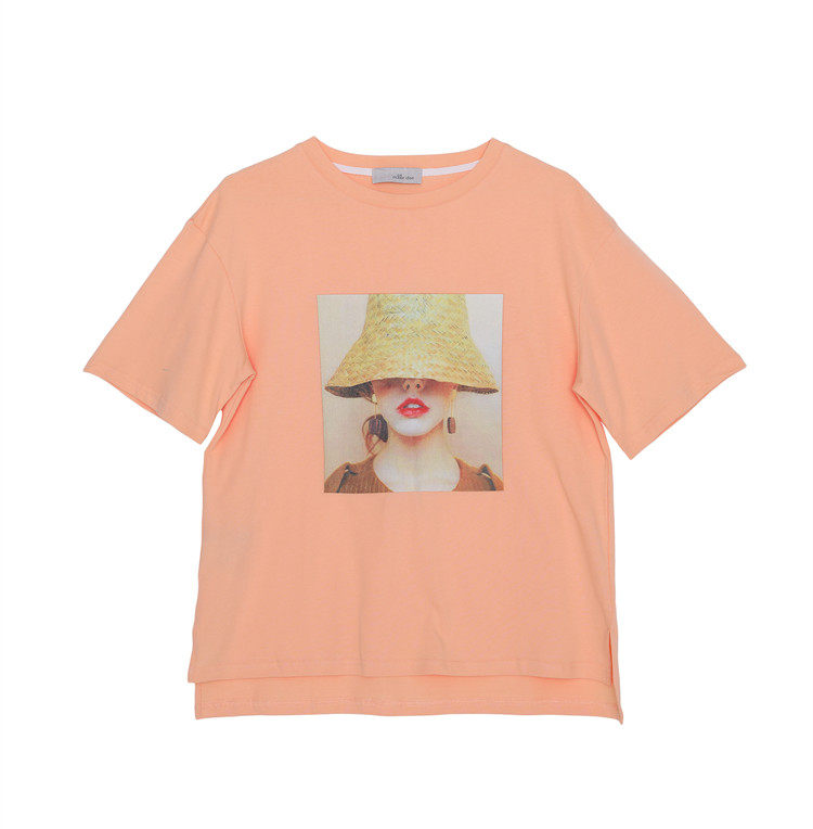 O.W|Mille idee 美兰玳 女夏 头像印花宽松休闲T恤 19DW10B14
