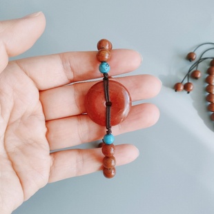 天然泗滨红砭石手链平安扣貔貅手串养生疏通经络保健能量石泗水发