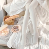 jk天鹅绒连裤 袜黑丝白丝袜女伪娘男女性感薄款 白色lolita纯欲cos