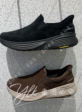 斯凯奇2025秋冬新款加绒保暖轻便舒适一脚蹬男士健步鞋217008