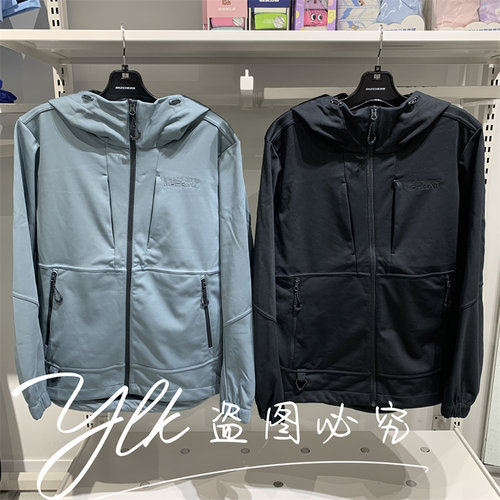 斯凯奇男针织防风防泼水连帽外套
