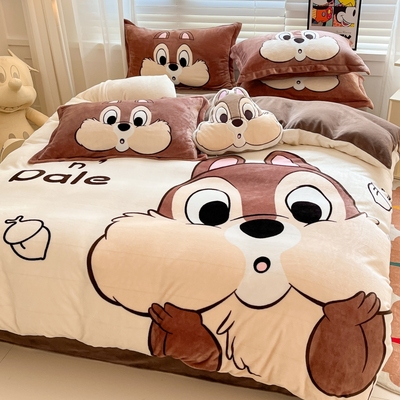 可爱卡通保暖牛奶绒四件套