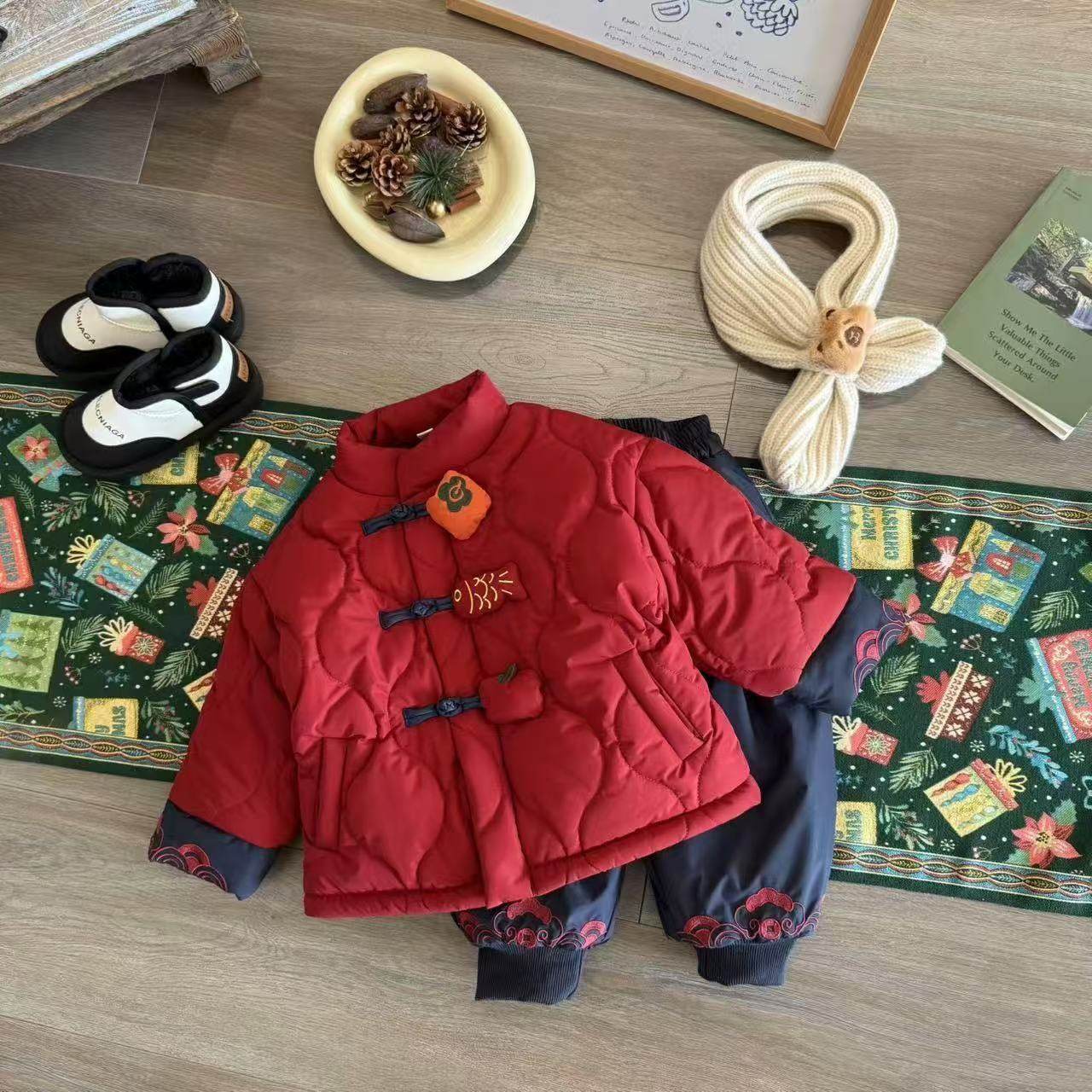 童装儿童年服冬季国风刺绣加棉加厚男女童棉服两件套过新年外穿潮,童装/婴儿装/亲子装,儿童运动套装,淘宝优惠券,粉丝福利购,淘宝优惠卷