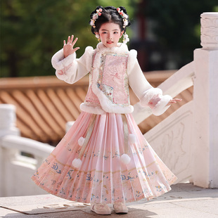 女童马面裙套装国风古装公主裙子冬季2025新款儿童格格服汉服冬款