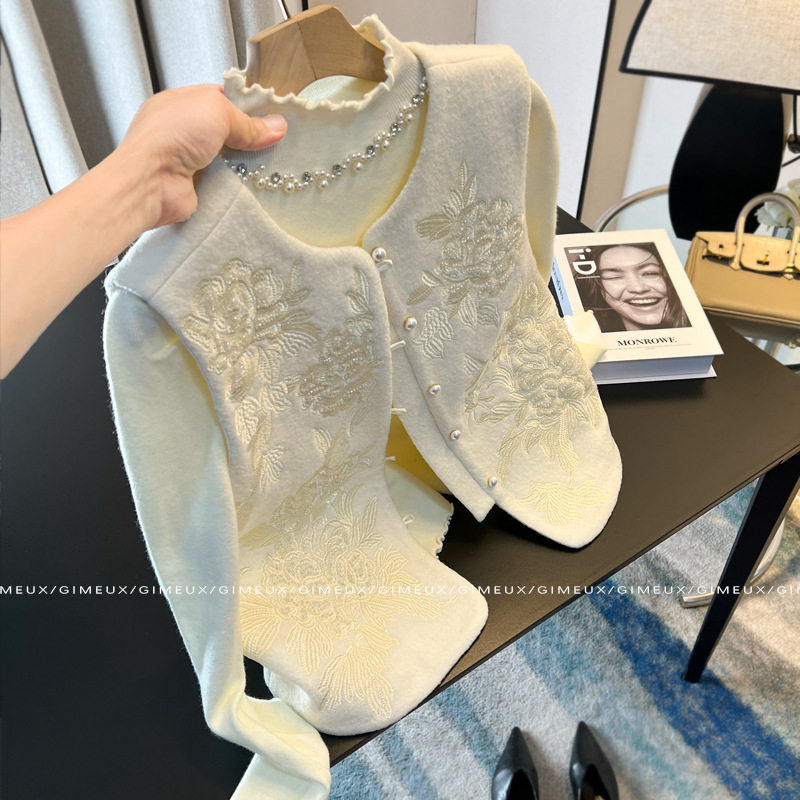 国风高级感上衣套装女2024秋冬款新中式牡丹绣花马甲内搭毛衣两件,女装/女士精品,休闲运动套装,淘宝优惠券,粉丝福利购,淘宝优惠卷