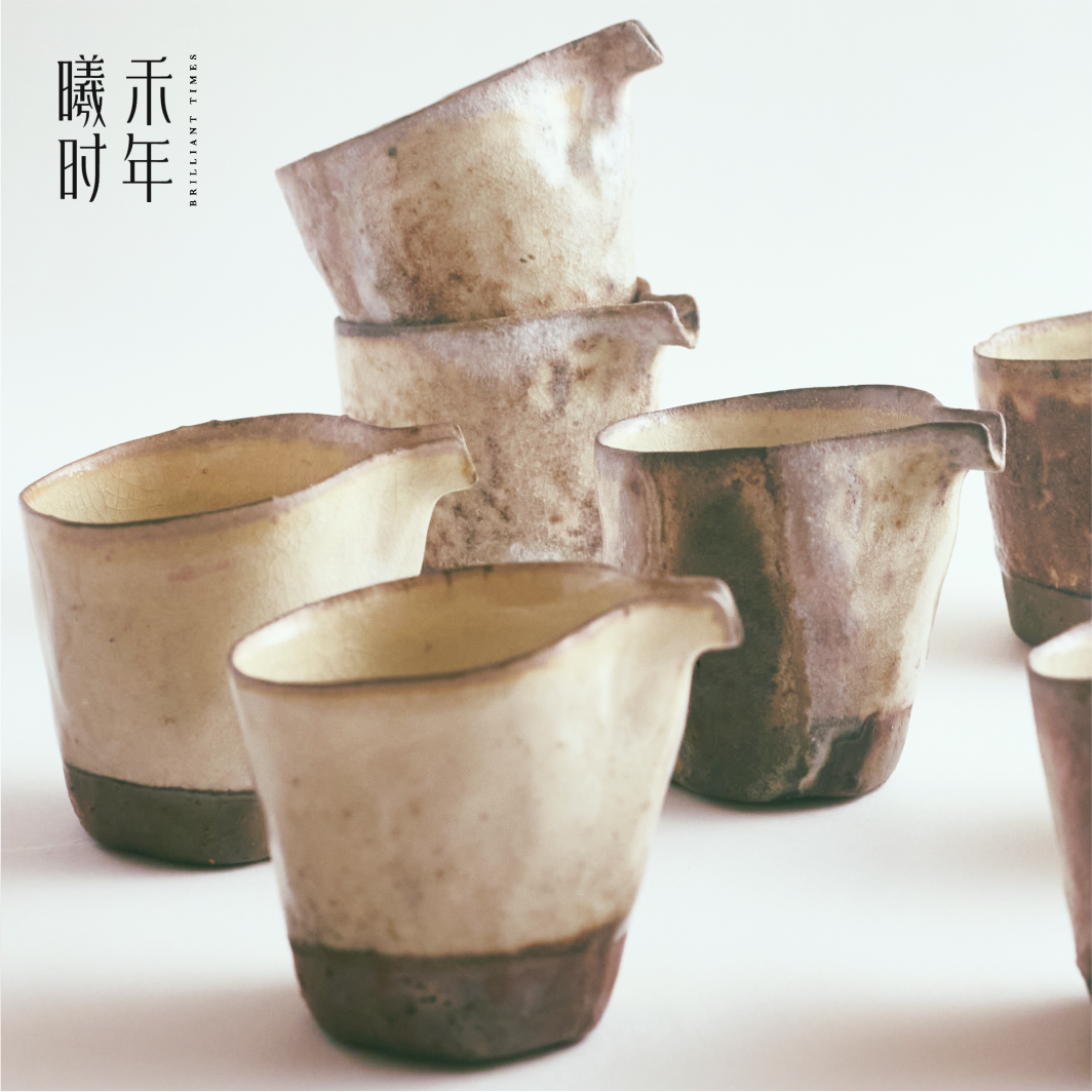 柴烧粉引化妆土公道杯