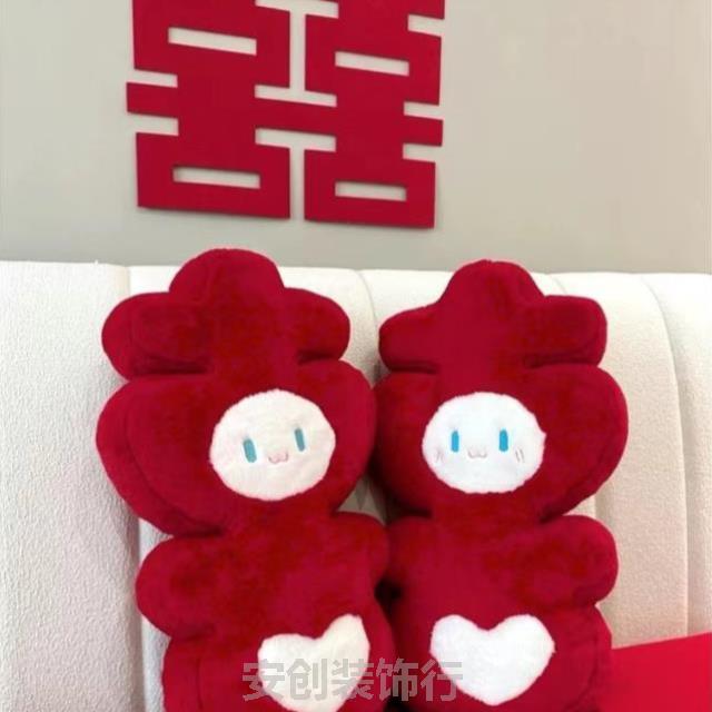 压床娃娃红色金童玉女新款结婚礼物送新人玩偶一对祝福床头款结