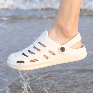 子夏季 鞋 护士拖鞋 洞洞 厨师 凉鞋 包头外穿学生沙滩款 情侣男女生鞋