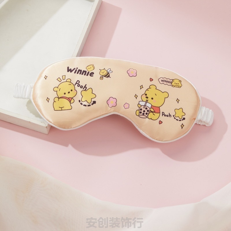 双面仿真丝睡眠眼罩午休遮光卡通可爱绑带旅行护眼透气缓解疲劳