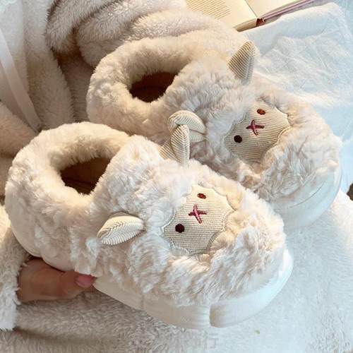 孕期月子鞋新款女士女童拖鞋冬包跟小绵羊毛毛家居毛绒冬天女包棉