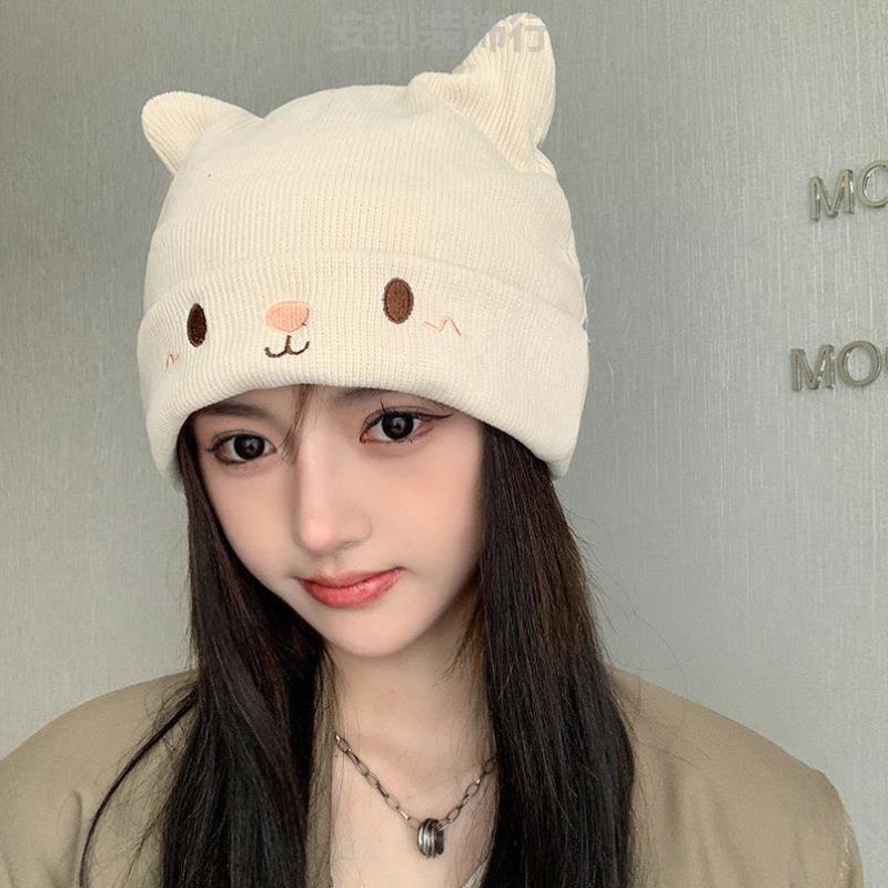 适合短发的帽子女男新款学生针织加厚保暖帽大头毛球帽檐女款女百