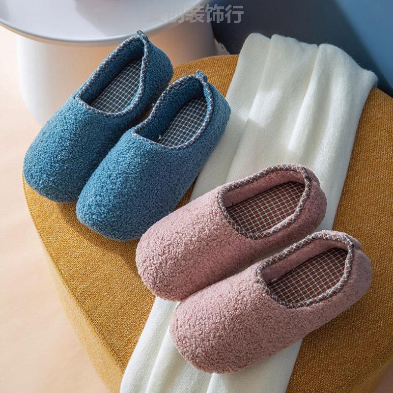 加绒月子鞋女鞋厚底拖鞋女士冬静音家居室内冬季防滑棉棉木地板跟