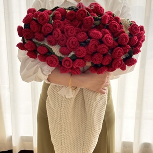 网红玫瑰花毯成品向日葵花毯子成品花束毛毯毛线钩织手工编织