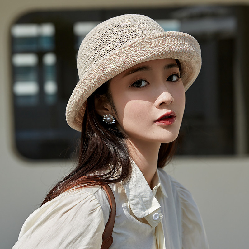 防晒帽女夏遮阳新款显脸小渔夫帽图片