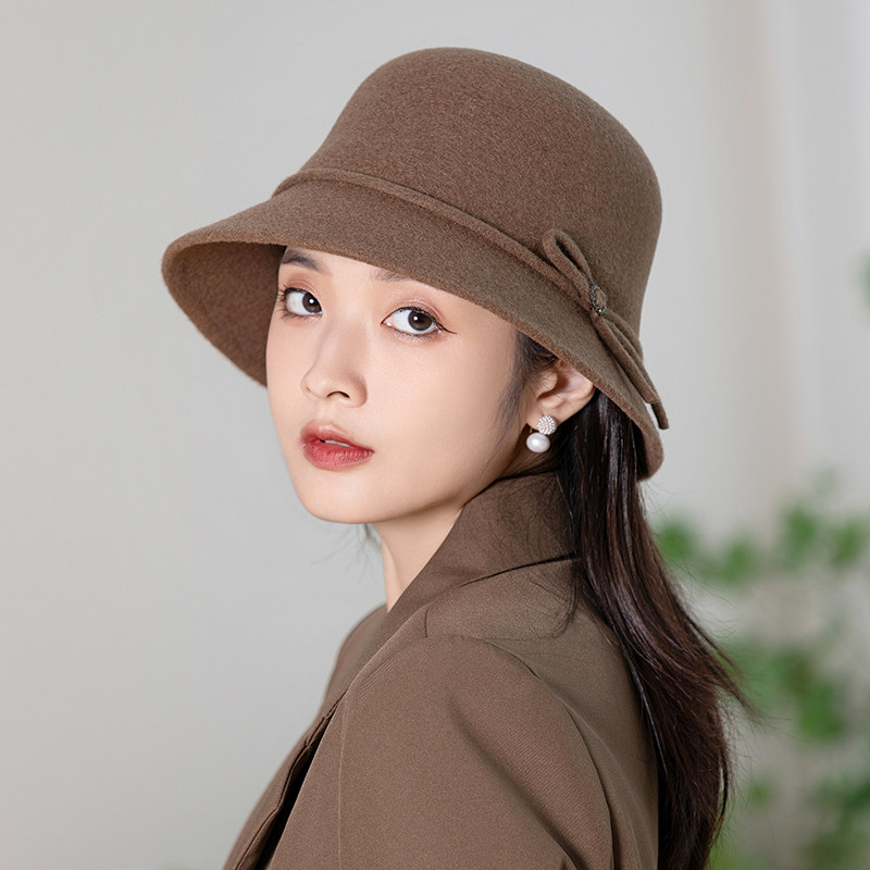 羊毛帽子女款2025新款秋冬渔夫帽