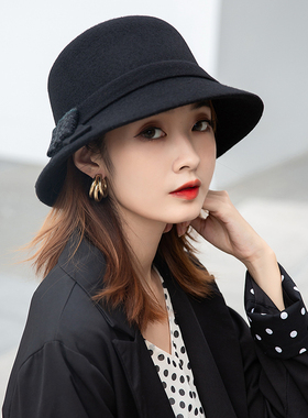 羊毛帽子女士冬加厚2025新款高级感时尚洋气冬款百搭显脸小渔夫帽