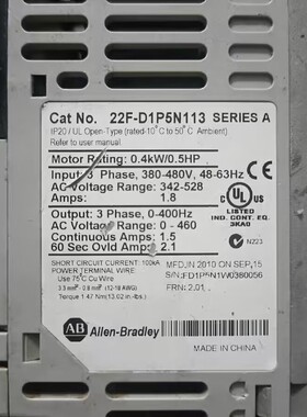AB罗克韦尔变频器22F-D1P5N113