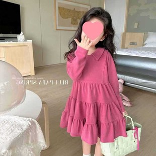 儿童连衣裙早春秋小女孩公主裙宝宝蛋糕裙女童裙V子连身裙春秋款