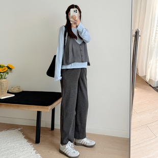 孕妇裤加绒秋冬外穿2026新款小个子不勒肚子孕晚期春季大码阔腿裤