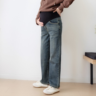 孕妇牛仔裤2026新款阔腿春季小个子直筒外穿大码孕晚期春装托腹裤