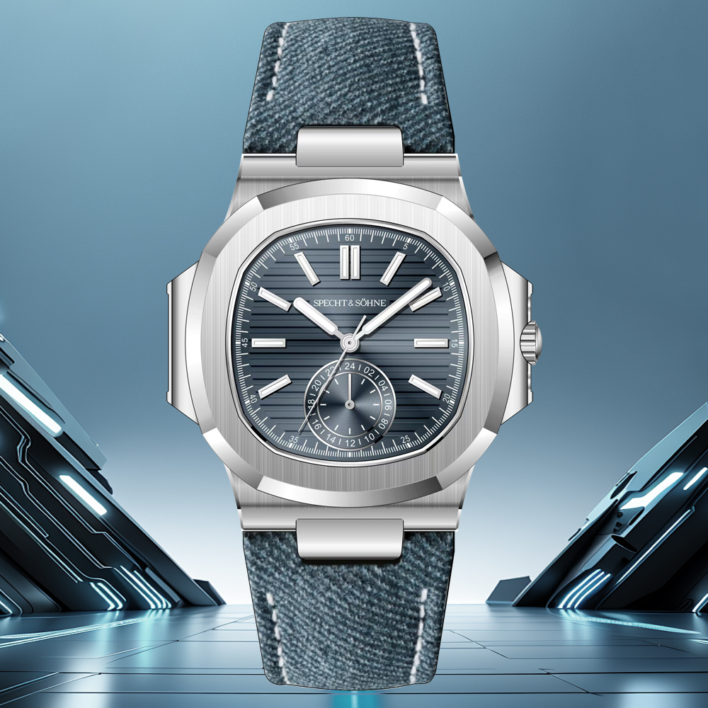 2025新款高端手表日本石英扫秒机芯防水夜光牛仔帆布带鹦鹉螺手表