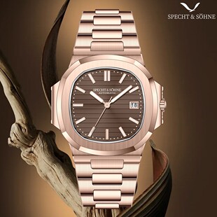 specht&sohne高档全自动机械男士手表进口机芯夜光精钢鹦鹉螺手表