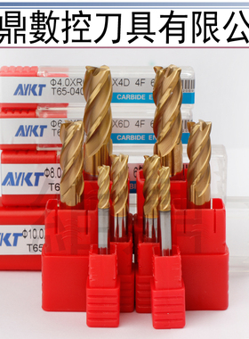 高硬牛鼻铣刀 平底带R角铣刀 65度铣刀 圆鼻刀 钨钢刀4R0.5-12R1