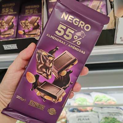 旺购上品 西班牙代购 原装进口 HACENDADO55%黑巧杏仁巧克力200克